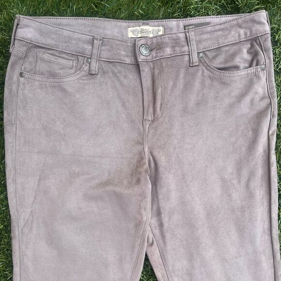 Nine West Vintage America Boho Skinny Western Cowgirl Velvet Suede Khaki Pants 8 - Picture 4 of 9